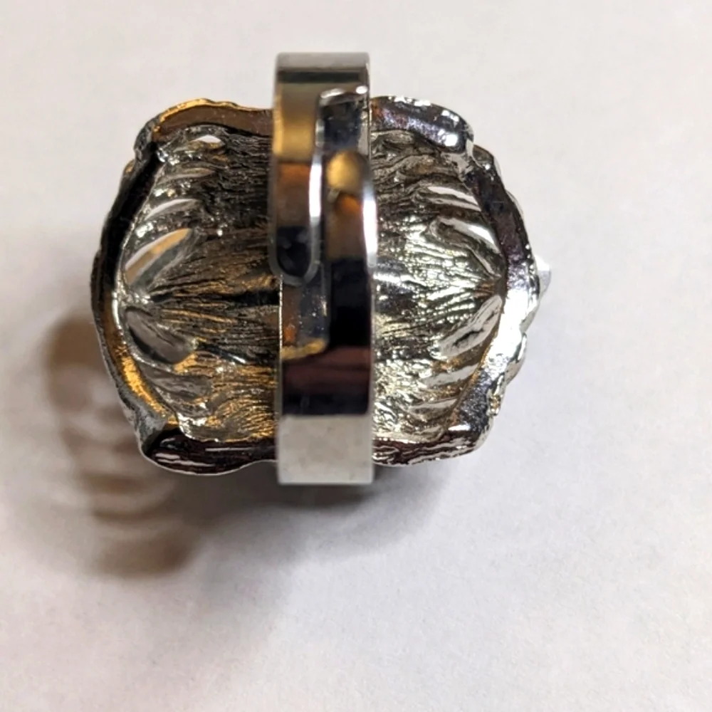 Vintage Adjustable Silver Tone AB‎ Crystal Cocktail Ring